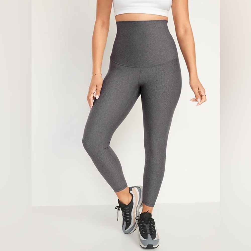 Old Navy Women’s Maternity PowerSoft Postpartum Support 7/8 Leggings M Gray